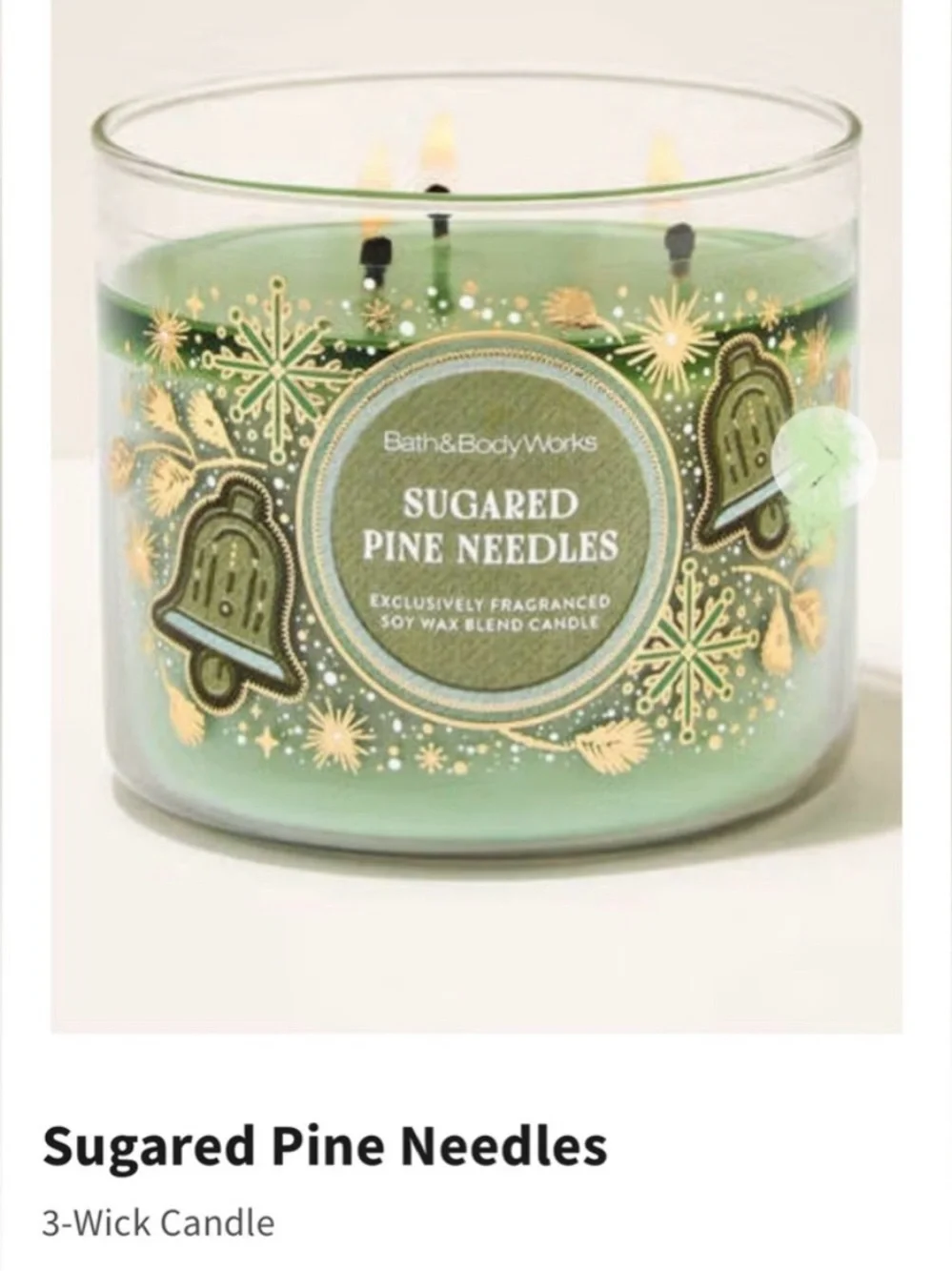 NIB Bath & Body Works “Sugared Pine Needles” 3-Wick Candle w Decorative Lid